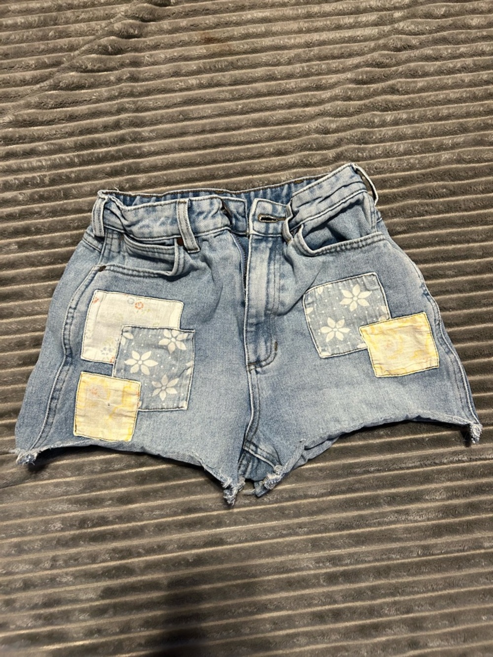 Wrangler Light Blue Denim Patchwork High-Waist Shorts